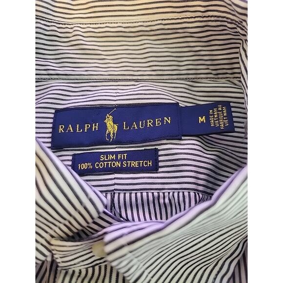 Ralph Lauren Slim Fit 100% Cotton White Striped LS Button Up Shirt Men's Medium - Picture 11 of 11
